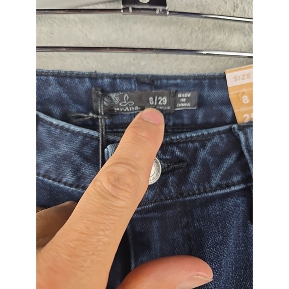 prAna Sienna Jeans Skinny Stretch Womens Size 8 Deep Blue Denim Fitted - Picture 3 of 11